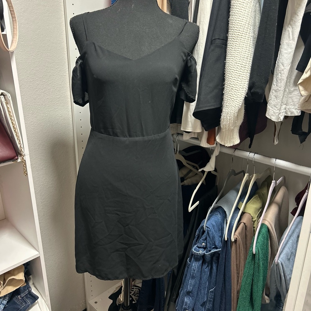 Express Black Cold-Shoulder Mini Dress